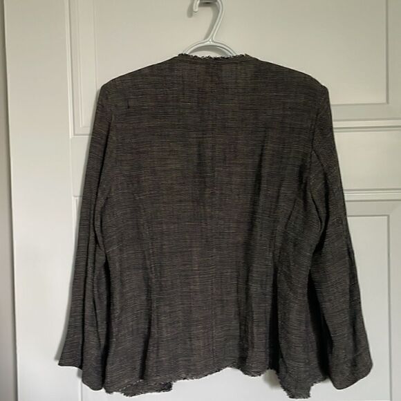 Eileen Fisher Fringed Linen Blend Jacket - Picture 4 of 5
